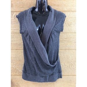 Rennes Womens Top Shirt Wrap Front XL Gray Sweater